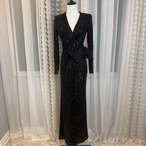 Eliza J Black Sequin Long Sleeve Dress